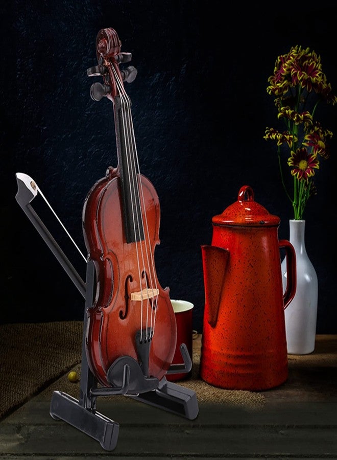 Kodrily Basswood Mini Violin, Miniature Violin with Case and Base, Small Violin Joke, Portable Miniature Musical Instruments with Pull String, Model No Sound Violin for Home Decor - Image 2